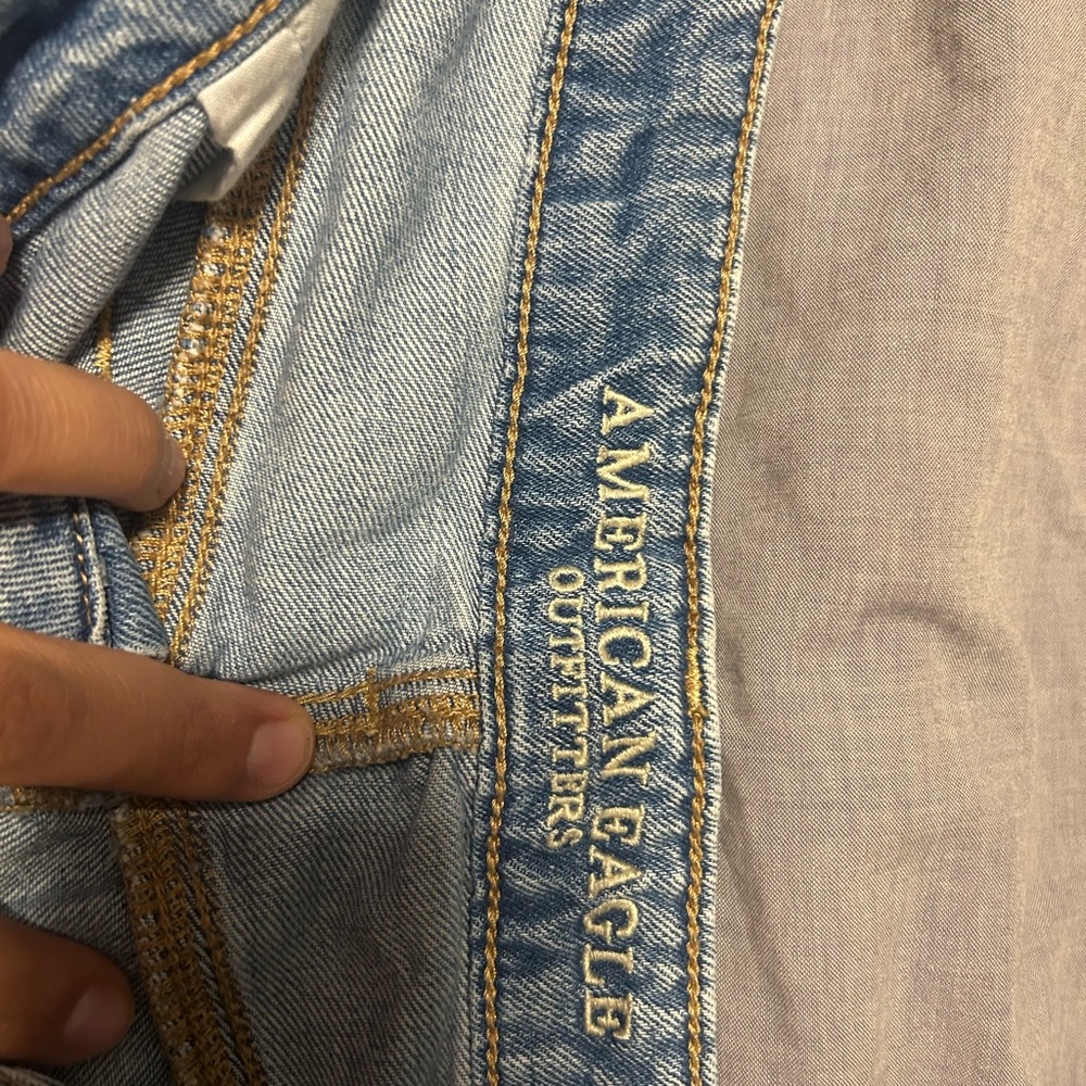 American Eagle Blue Distressed Jean Shorts - Picture 4 of 5